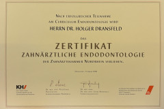 Zertifikat zahnärztliche Endodontologie 2008