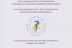 Bescheinigung Nachweis kontinuierlicher qualifizierter Fortbildung 2023